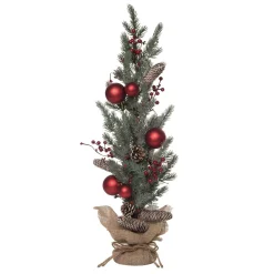 Contemporary Home Living Unlit-28" Acorn And Ornament Artificial Christmas Tree With Burlap Base