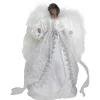 Northlight Angels-14" African American Silver And White Angel Christmas Tree Topper, Unlit