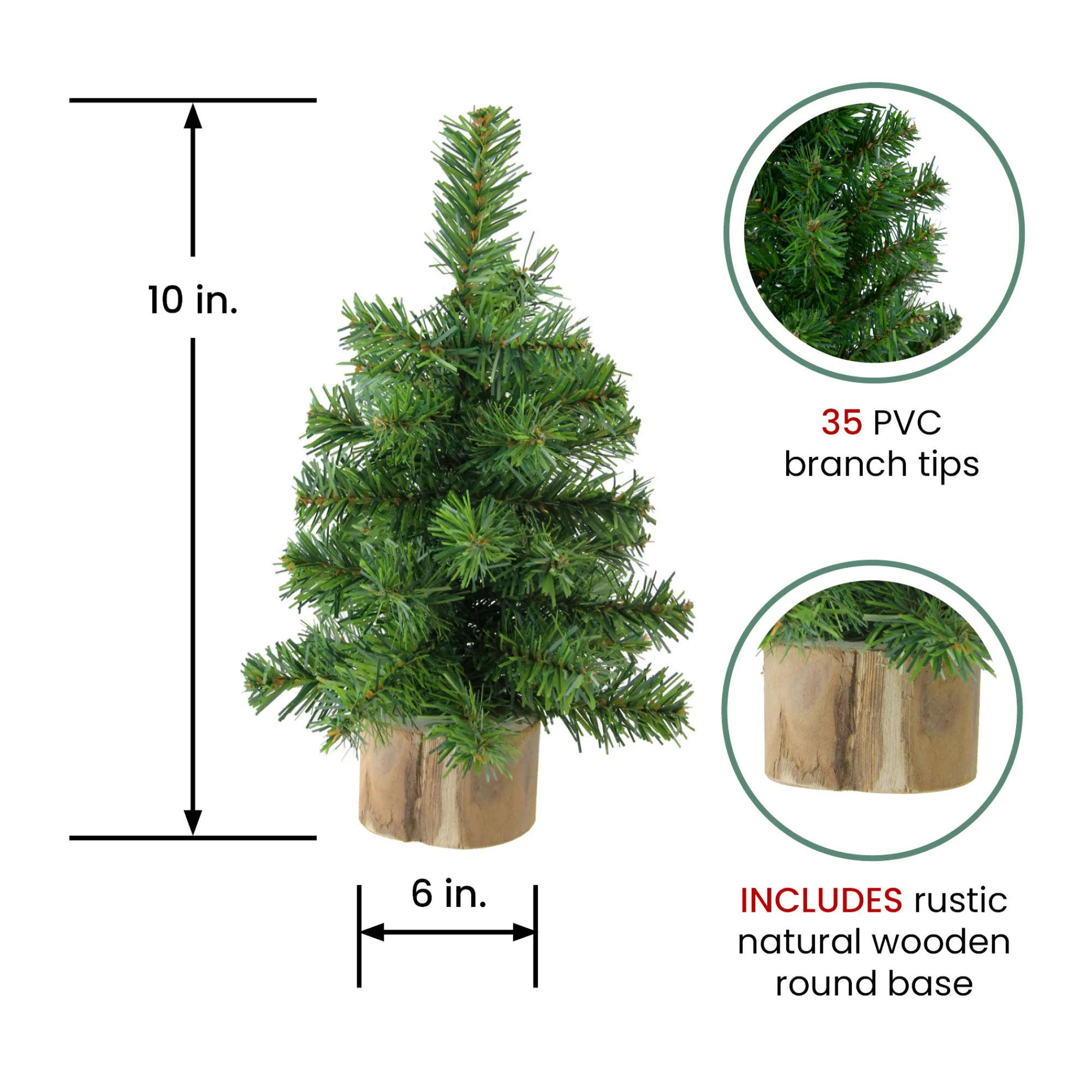 Northlight Unlit-10" Alpine Medium Artificial Christmas Tree With Wooden Base - Unlit