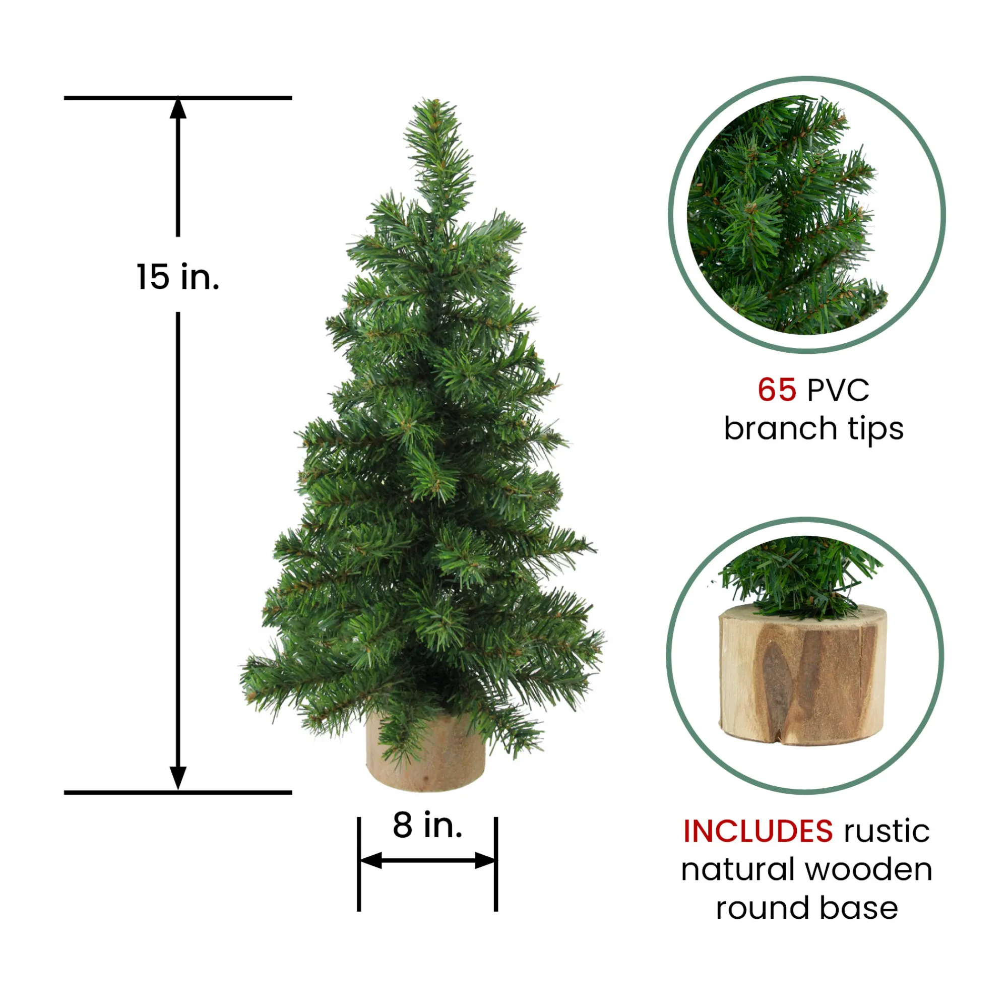 Northlight Unlit-15" Alpine Slim Artificial Christmas Tree With Wood Base - Unlit