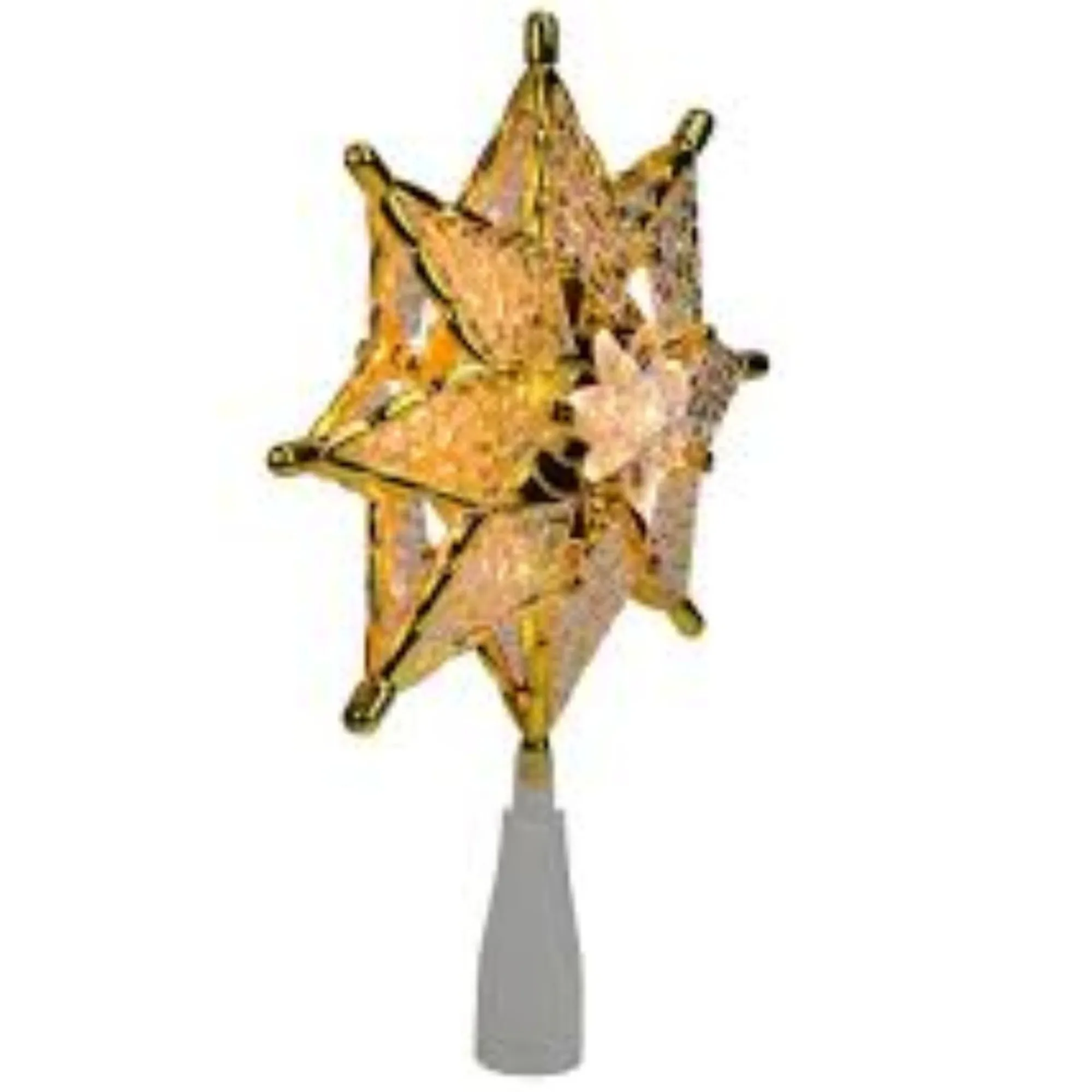 Northlight Stars-8" Amber Mosaic Star Christmas Tree Topper - Clear Lights