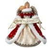 KSA Stars-10" Beige And Red Angel "Peace On Earth" Christmas Tree Topper, Unlit