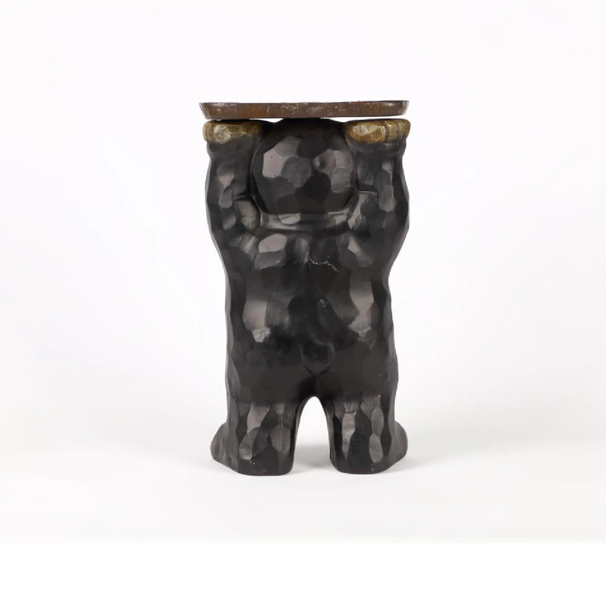 Hi-Line Gifts Finials-19.25" Black And Brown Bear Plant Stand Statue