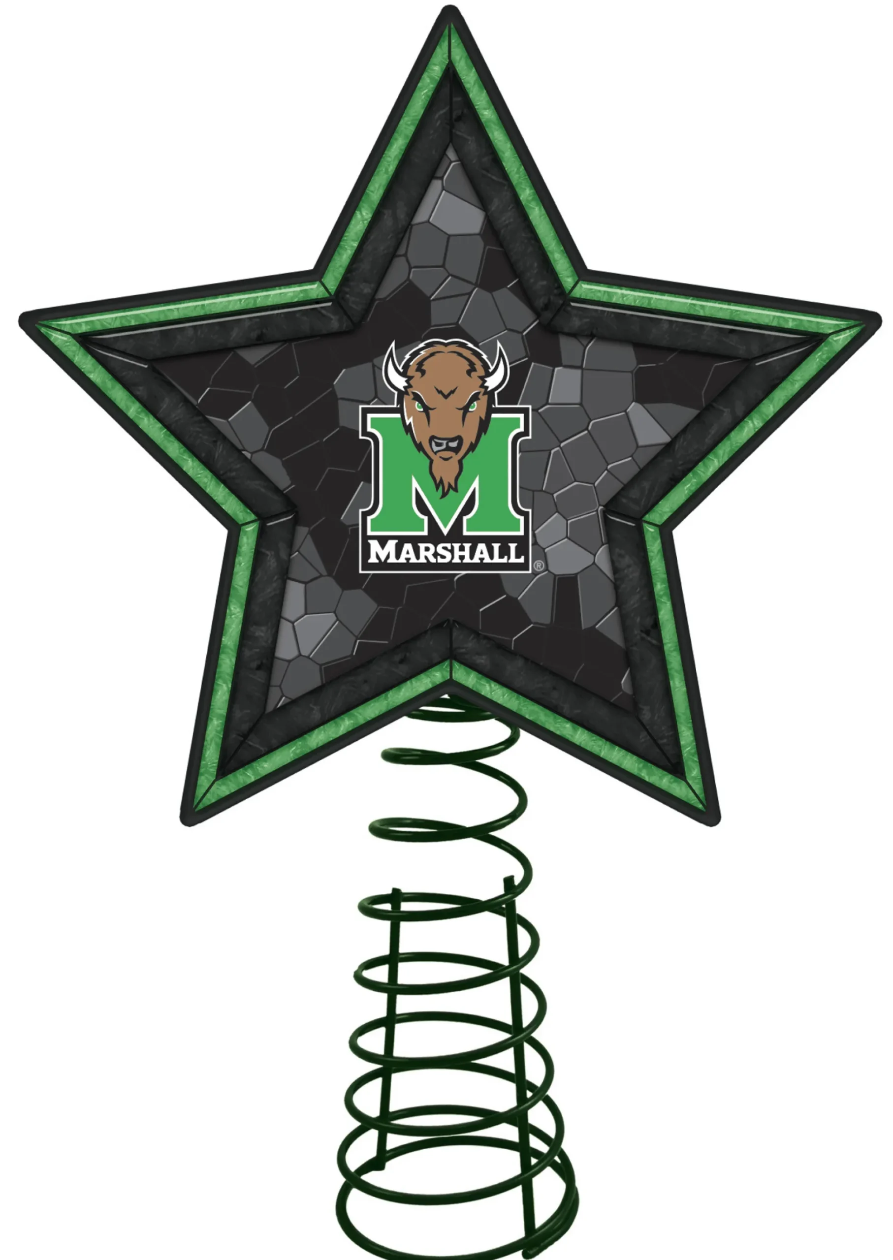 Memory Company Stars-10" Black And Green Ncaa Marshall Thundering Herd Mosaic Tree Topper