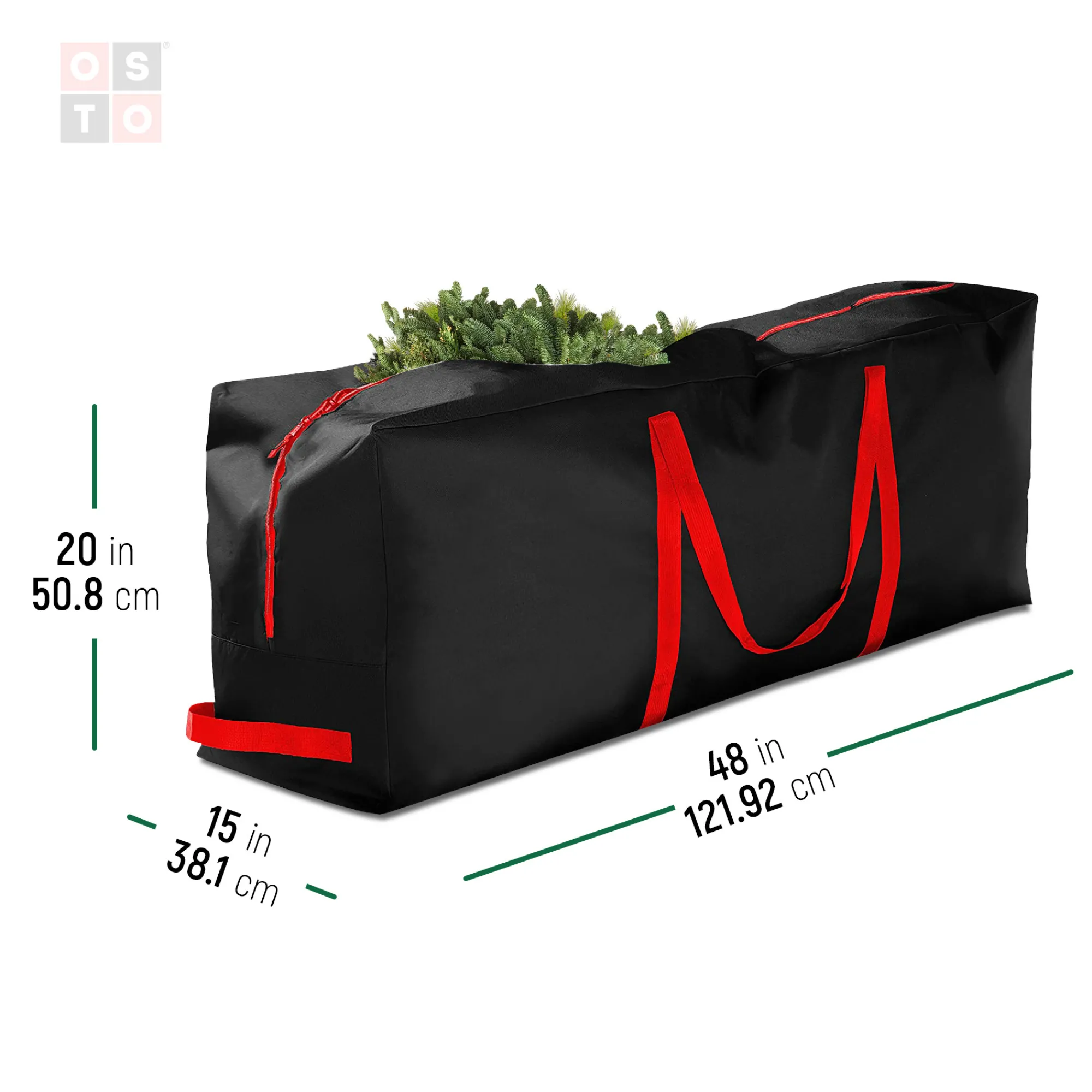 osto Tree Storage-48" Black Rectangular Tear Resistant Artificial Christmas Tree Storage Bag