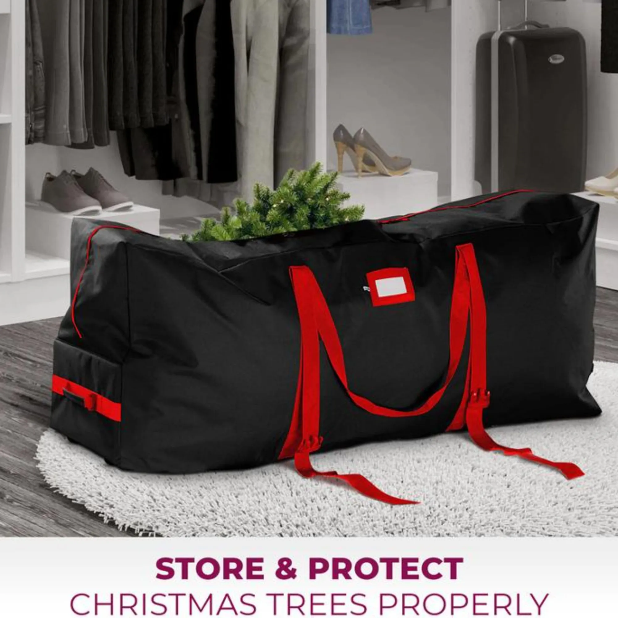 osto Tree Storage-48" Black Rolling Tear Resistant Artificial Christmas Tree Storage Bag