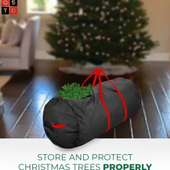 osto Tree Storage-60" Black Round Tear Proof Round Artificial Christmas Tree Storage Bag