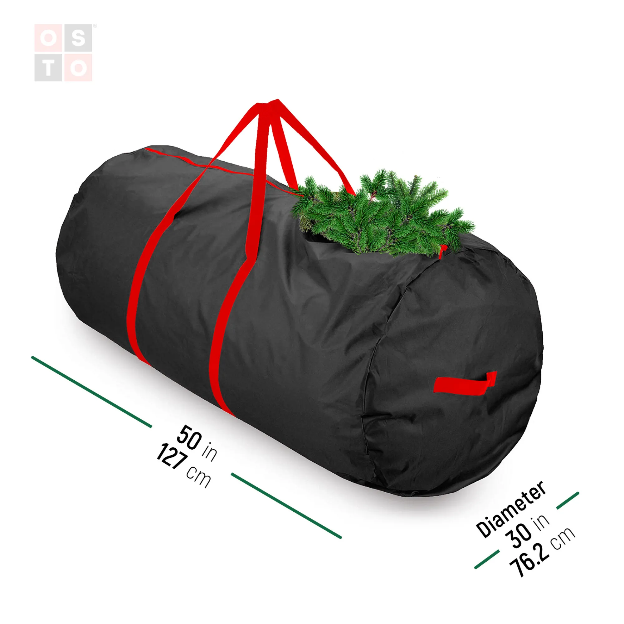 osto Tree Storage-50" Black Tear Proof Round Artificial Christmas Tree Storage Bag