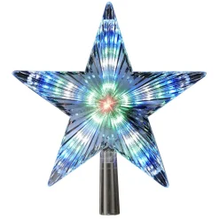 CC Christmas Decor Stars-8.5" Blue And Black Star Led Lighted Color-Changing Decorative Christmas Tree Topper
