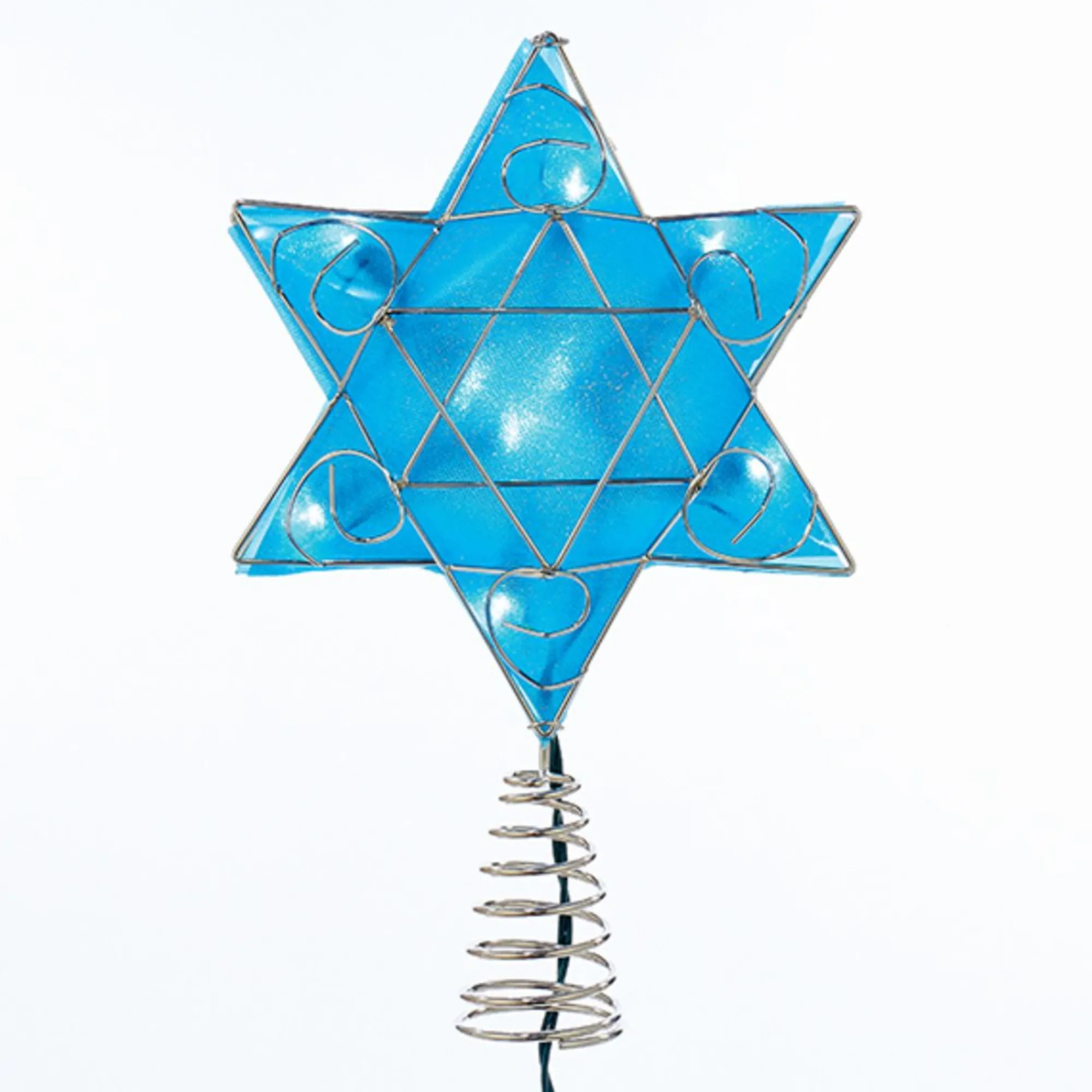 CC Christmas Decor Stars-11" Blue And Silver Colored Hanukkah Inspired Led Lights Star Shape Tree Topper