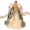 Contemporary Home Living Angels-14.5" Blue And White Pre-Lit Trinity Angel Topper