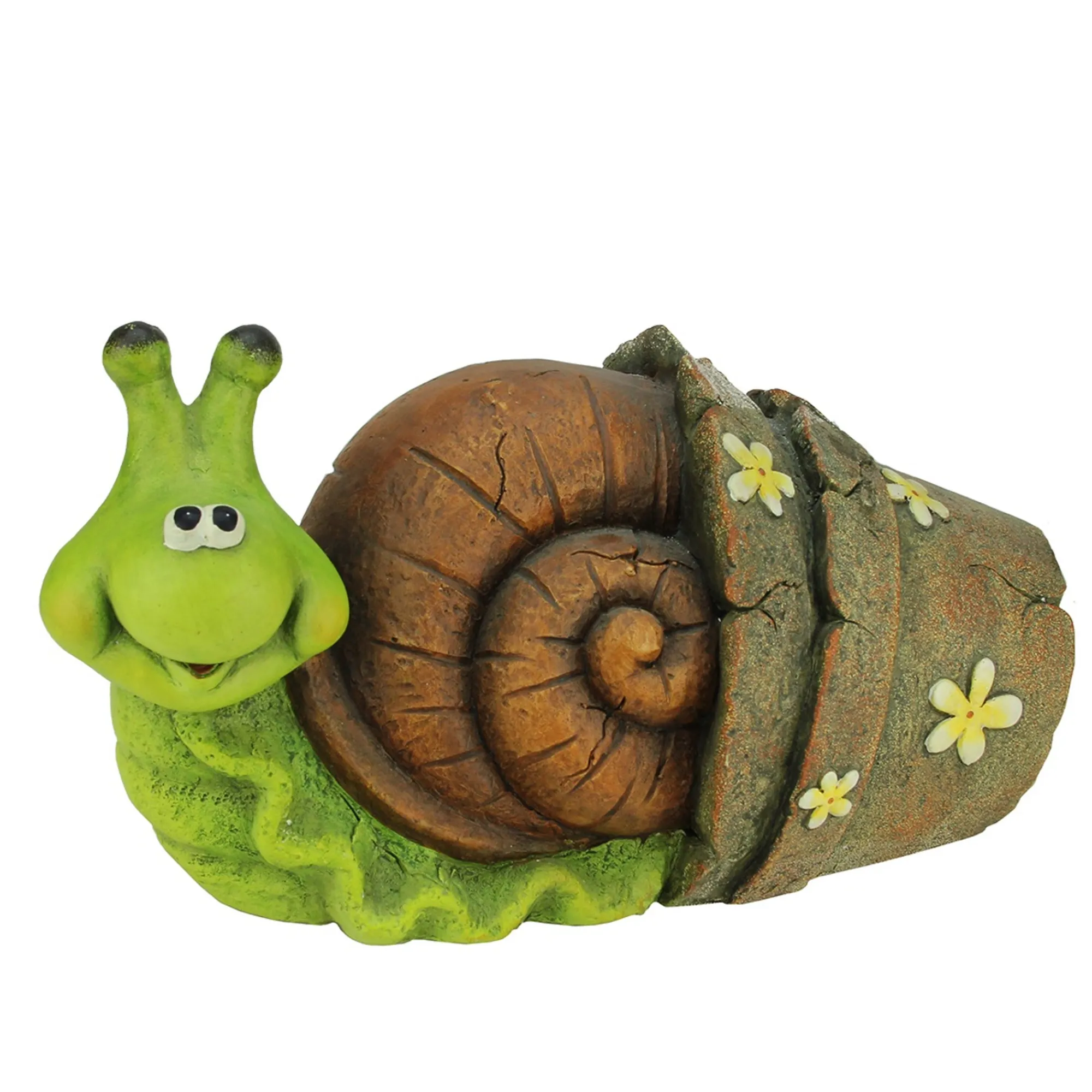 Northlight Finials-15.25" Bright Green And Brown Snail In Flower Pot Outdoor Garden Statue