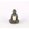 Hi-Line Gifts Finials-12.25" Brown And Gray Sitting Buddha Holding A Bowl Outdoor Garden Statue