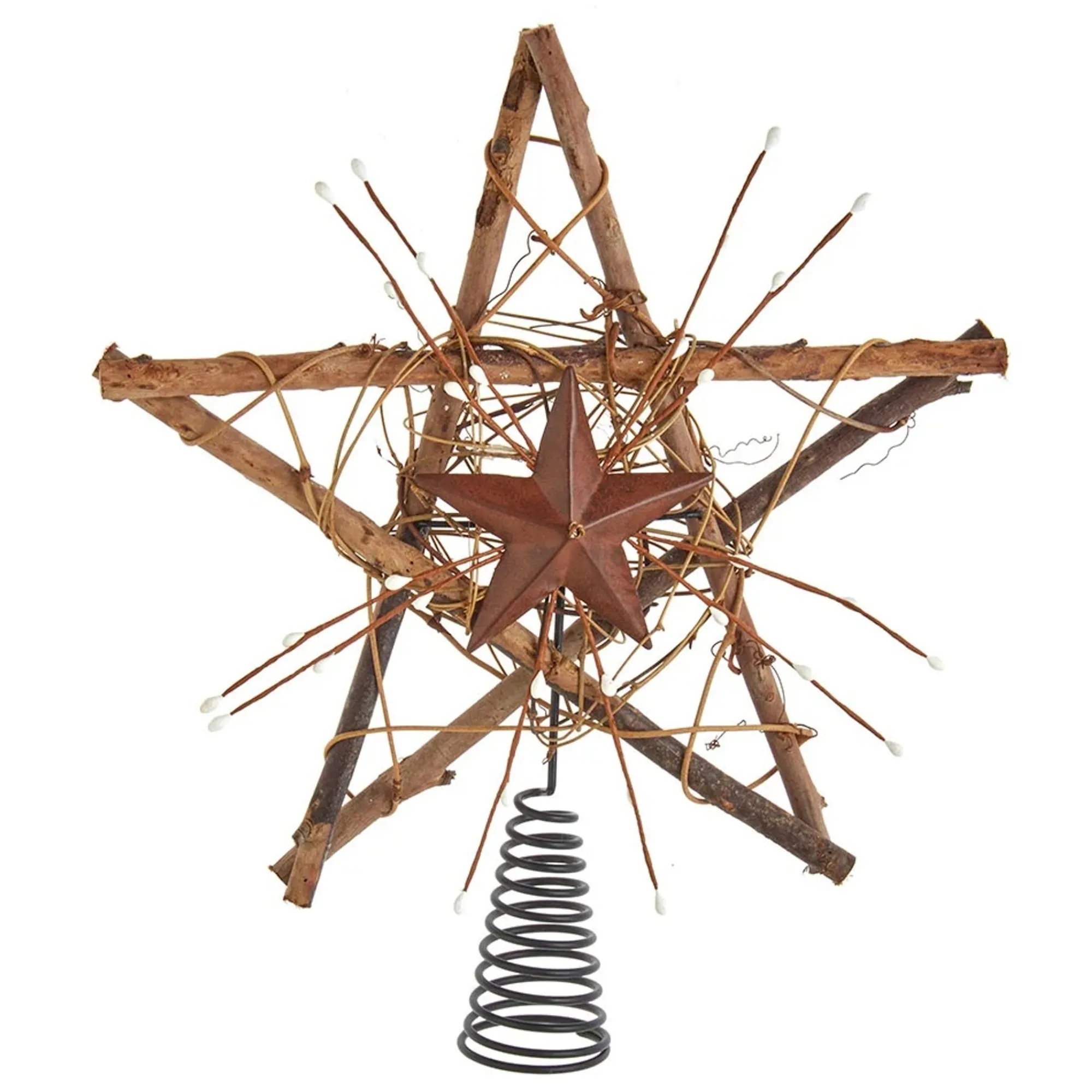 KSA Stars-20" Brown Rattan Star Christmas Tree Topper, Unlit