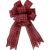 Northlight Stars-19" Buffalo Plaid Print 14 Loop Christmas Bow Tree Topper