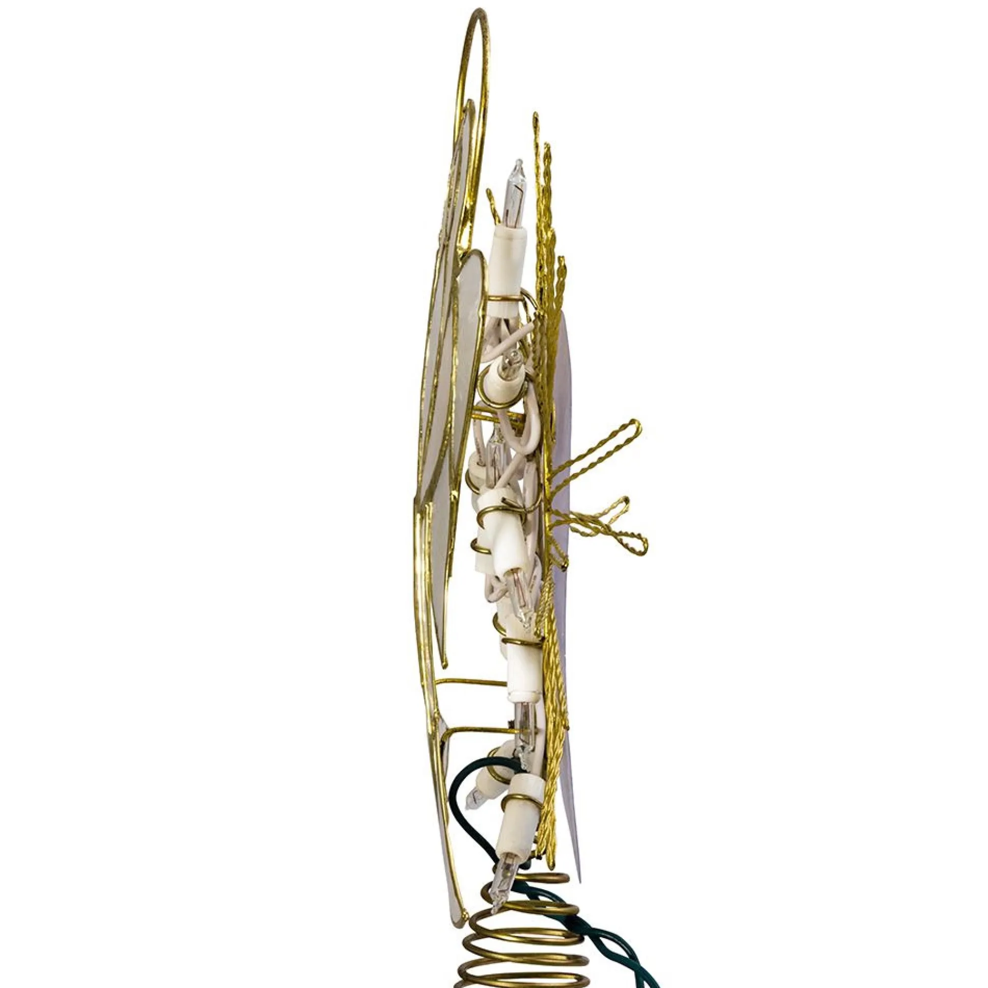 CC Christmas Decor Angels-10" Capiz Gold Trimmed Angel With Twisted Sunburst Christmas Tree Topper