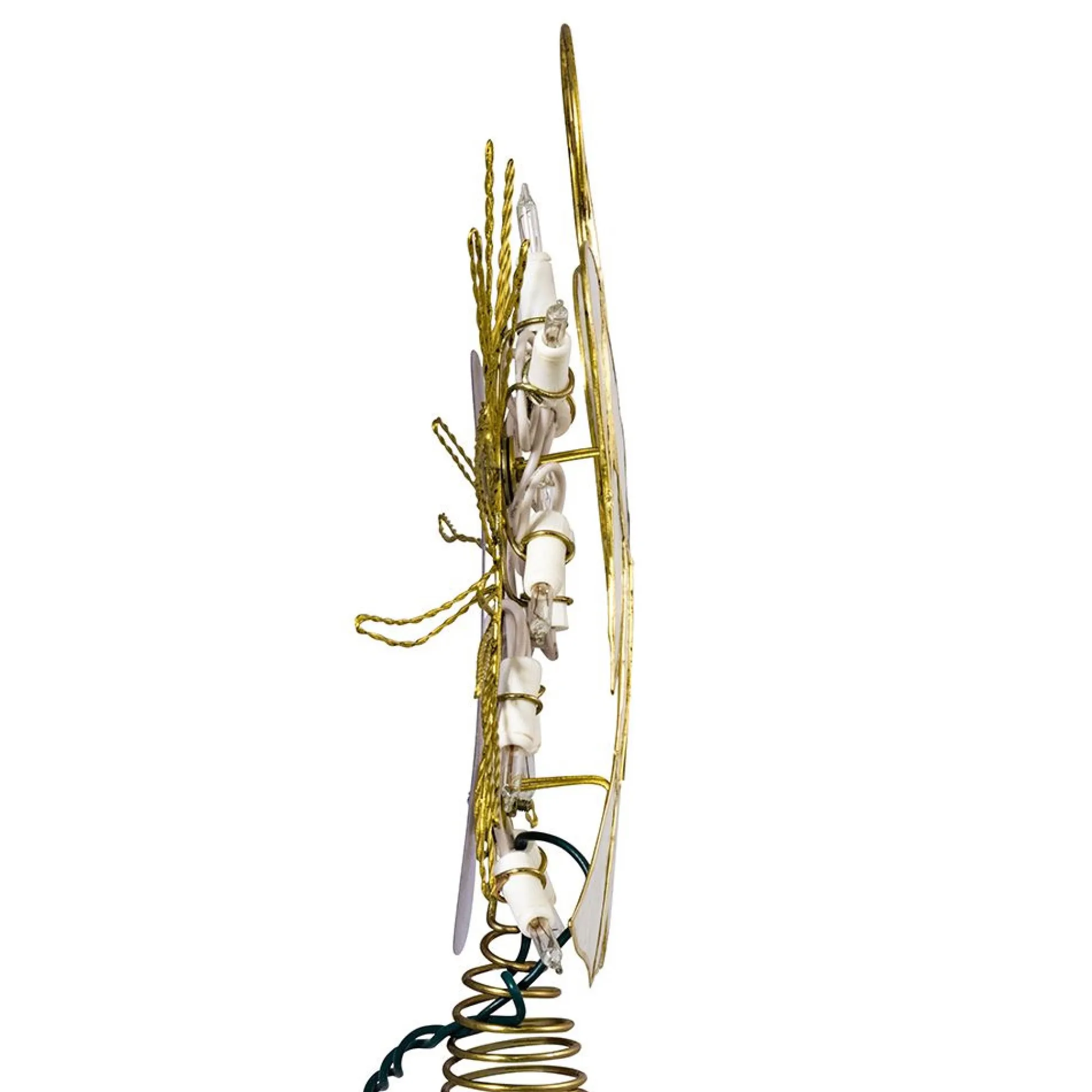 CC Christmas Decor Angels-10" Capiz Gold Trimmed Angel With Twisted Sunburst Christmas Tree Topper