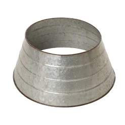 Glitzhome Artificial Tree Stands-22" Classic Silver Holiday Collections Christmas Galvanized Metal Tree Collar