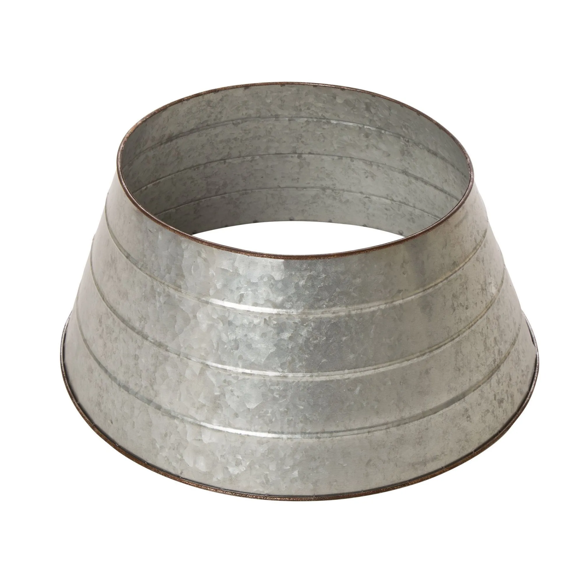 Glitzhome Artificial Tree Stands-22" Classic Silver Holiday Collections Christmas Galvanized Metal Tree Collar