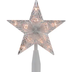 Northlight Stars-7.25" Clear 5-Point Star Traditional Christmas Tree Topper- Clear Lights