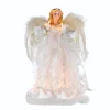 KSA Angels-12" Divine Ivory Lighted Angel Christmas Tree Topper, Clear Lights
