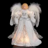 KSA Angels-12" Divine White And Silver Lighted Angel Christmas Tree Topper - Clear Lights