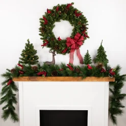 Northlight Unlit-15" Downswept Village Pine Medium Artificial Christmas Tree In Burlap Base, Unlit