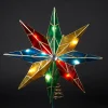 KSA Stars-15" Eight Point Lighted Multi-Color Poinsettia Star Christmas Tree Topper - Clear Lights