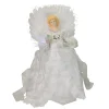 Kurt Adler Angels-12" Elegant White And Silver Led Light Fiber Optic Angel Christmas Tree Topper