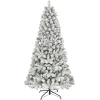 CC Christmas Decor Unlit-7.5' Flocked Virginia Pine Artificial Christmas Tree With Stand, Unlit