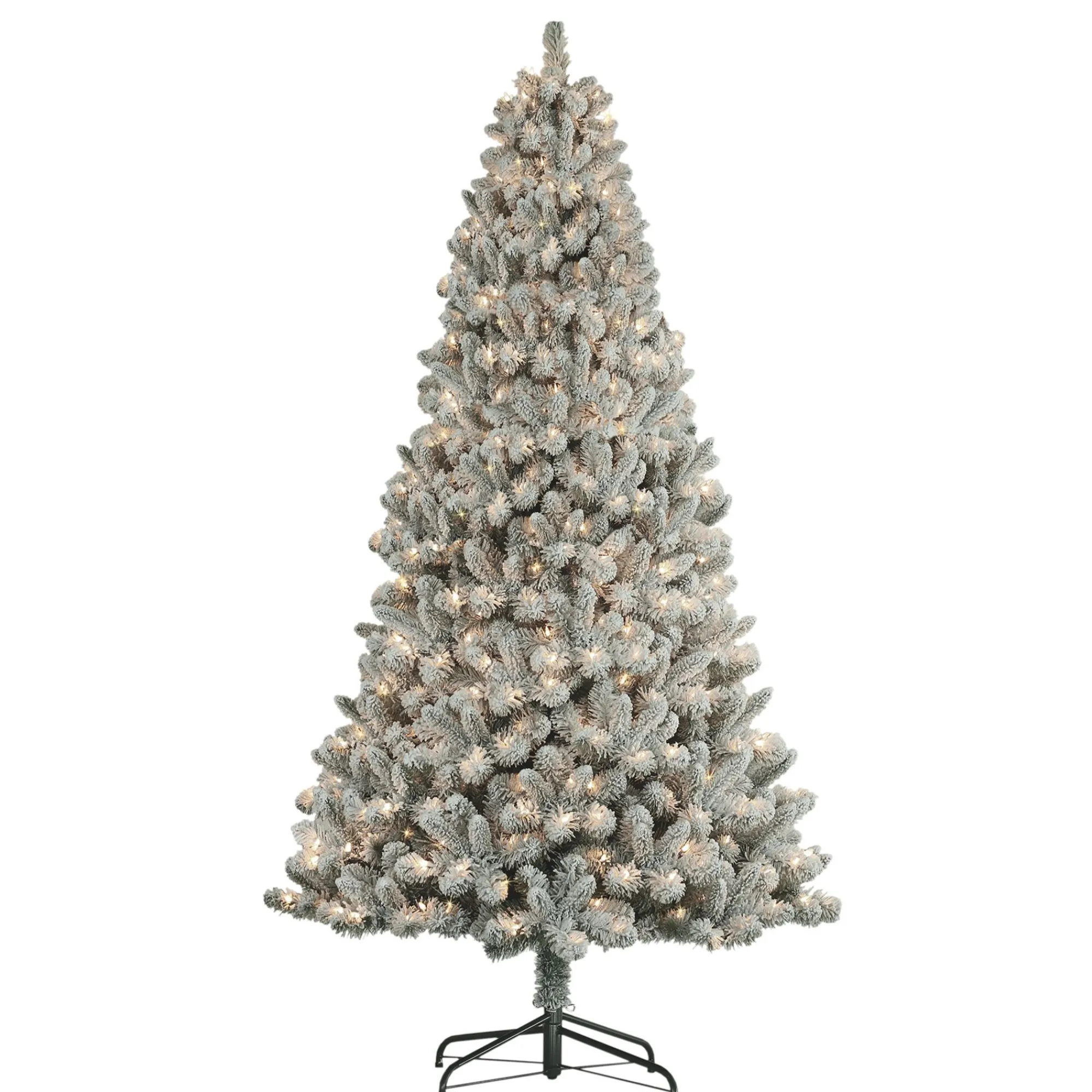 CC Christmas Decor Unlit-7.5' Flocked Virginia Pine Artificial Christmas Tree With Stand, Unlit