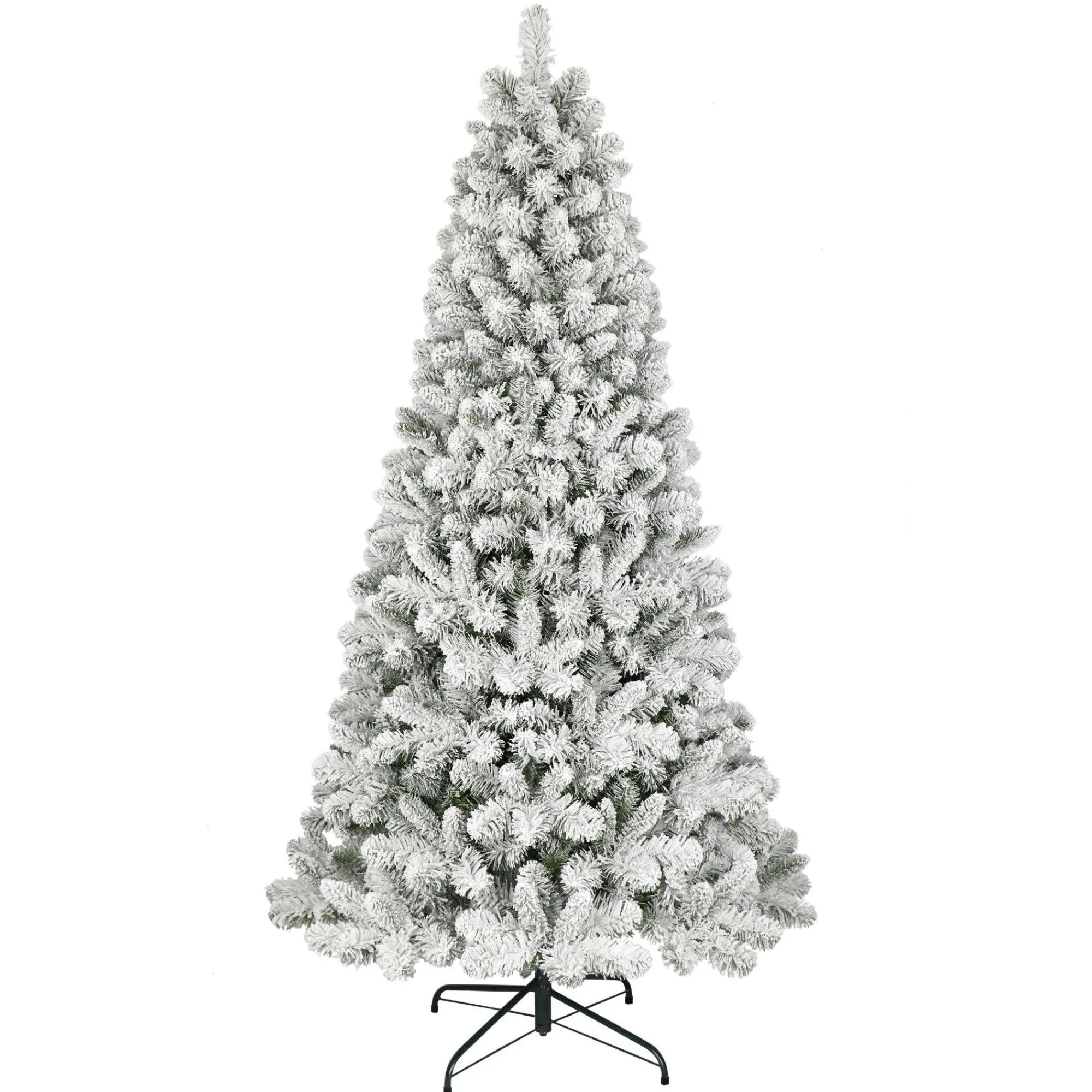 CC Christmas Decor Unlit-6' Flocked Virginia Pine Artificial Christmas Tree With Stand, Unlit