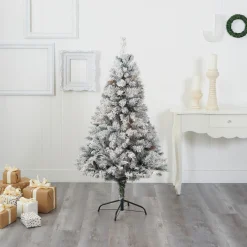 Nearly Natural Unlit-5' Flocked With White Pinecones Artificial Christmas Tree, Unlit