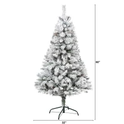 Nearly Natural Unlit-5' Flocked With White Pinecones Artificial Christmas Tree, Unlit