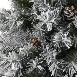 Nearly Natural Unlit-6' Flocked With White Pinecones Artificial Christmas Tree, Unlit