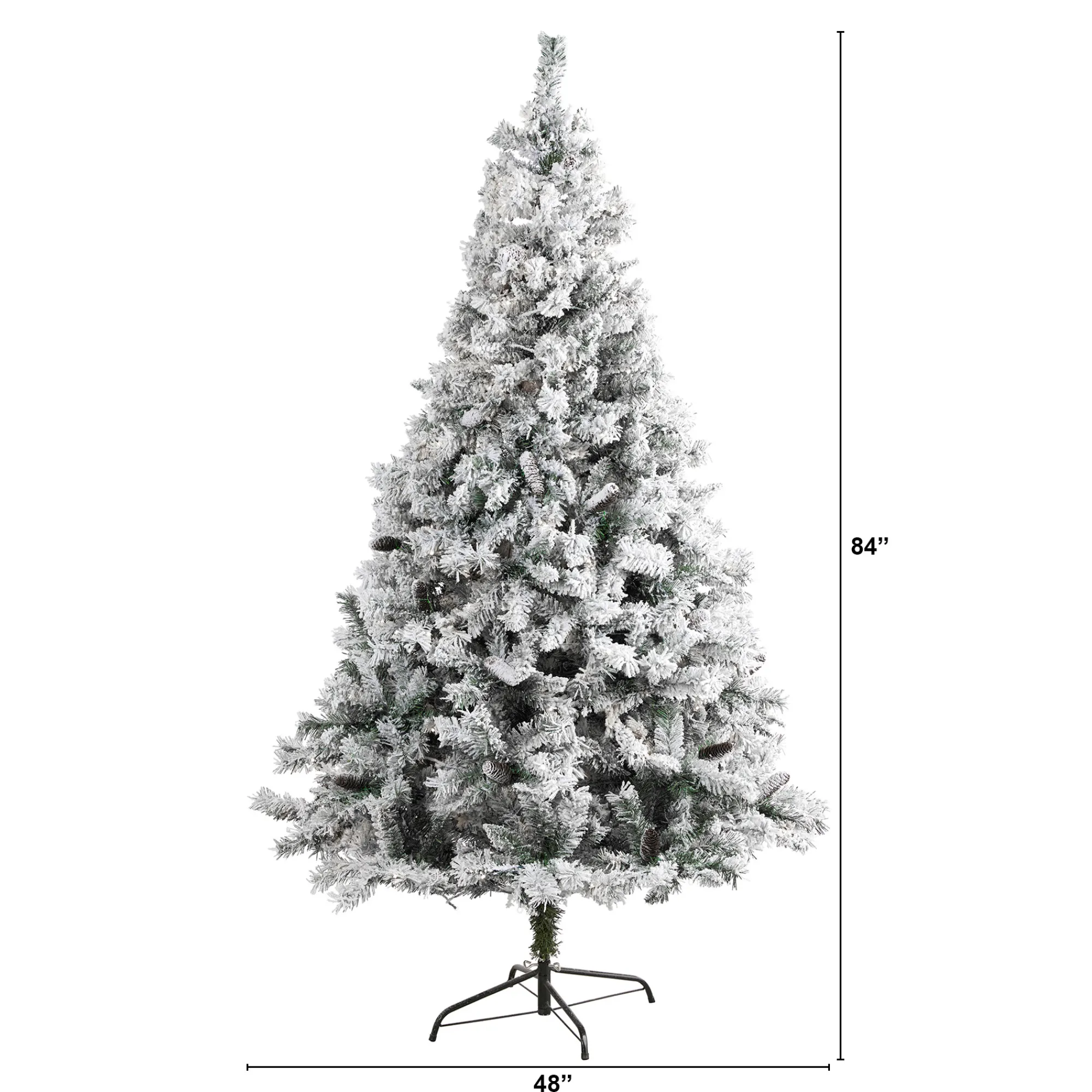 Nearly Natural Unlit-7' Flocked With White Pinecones Artificial Christmas Tree, Unlit