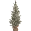 Contemporary Home Living Unlit-3' Frosted Relaxed Leaf Artificial Christmas Tree In Burlap Base, Unlit