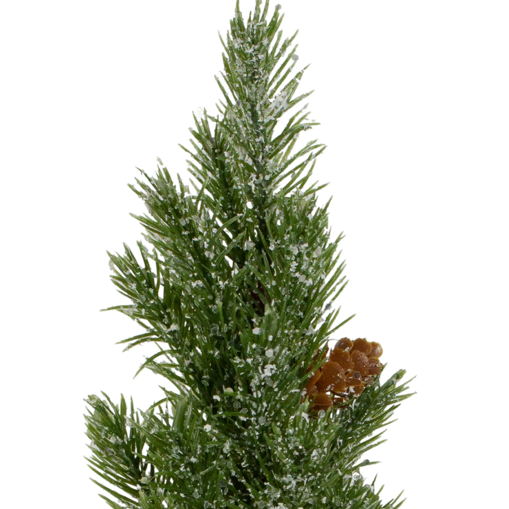 Northlight Unlit-11.75" Frosted Upswept Mini Pine Christmas Tree In Red Tin Pot - Unlit