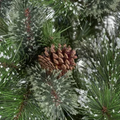 Contemporary Home Living Unlit-4.5' Full Cashmere Pine Artificial Christmas Tree With Snowy Branches And Pinecones - Unlit