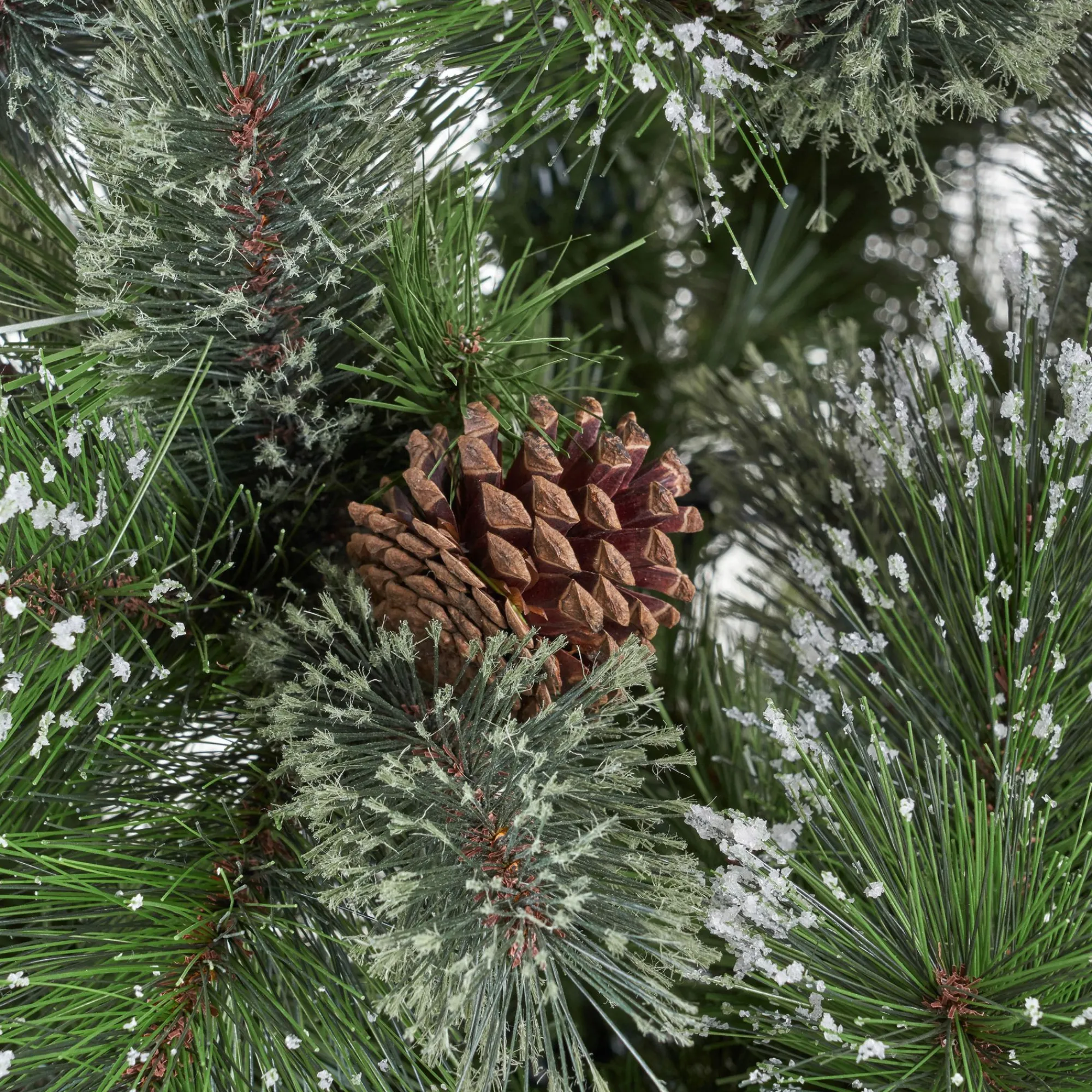 Contemporary Home Living Unlit-4.5' Full Cashmere Pine Artificial Christmas Tree With Snowy Branches And Pinecones - Unlit