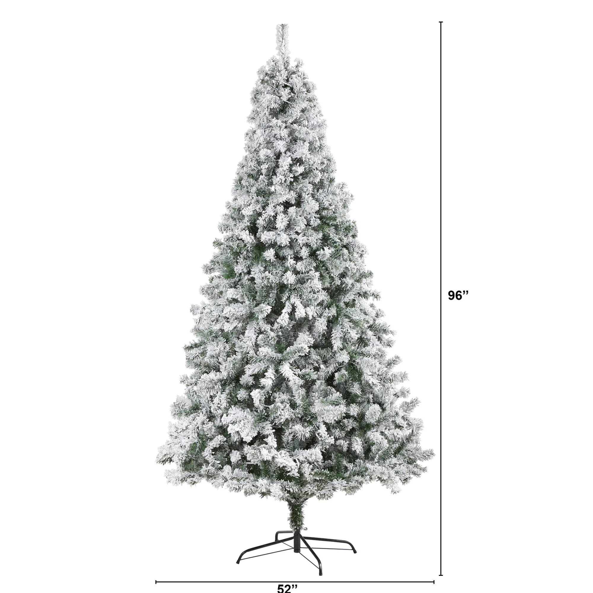 Nearly Natural Unlit-8' Full Flocked Rock Springs Spruce Artificial Christmas Tree, Unlit