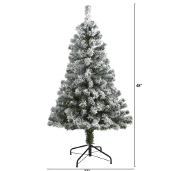 Nearly Natural Unlit-4' Full Flocked West Virginia Fir Artificial Christmas Tree, Unlit