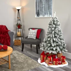 Nearly Natural Unlit-4' Full Flocked West Virginia Fir Artificial Christmas Tree, Unlit