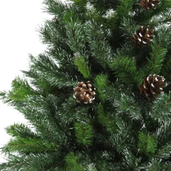Northlight Unlit-6.5' Full Snowy Delta Pine With Pine Cones Artificial Christmas Tree, Unlit