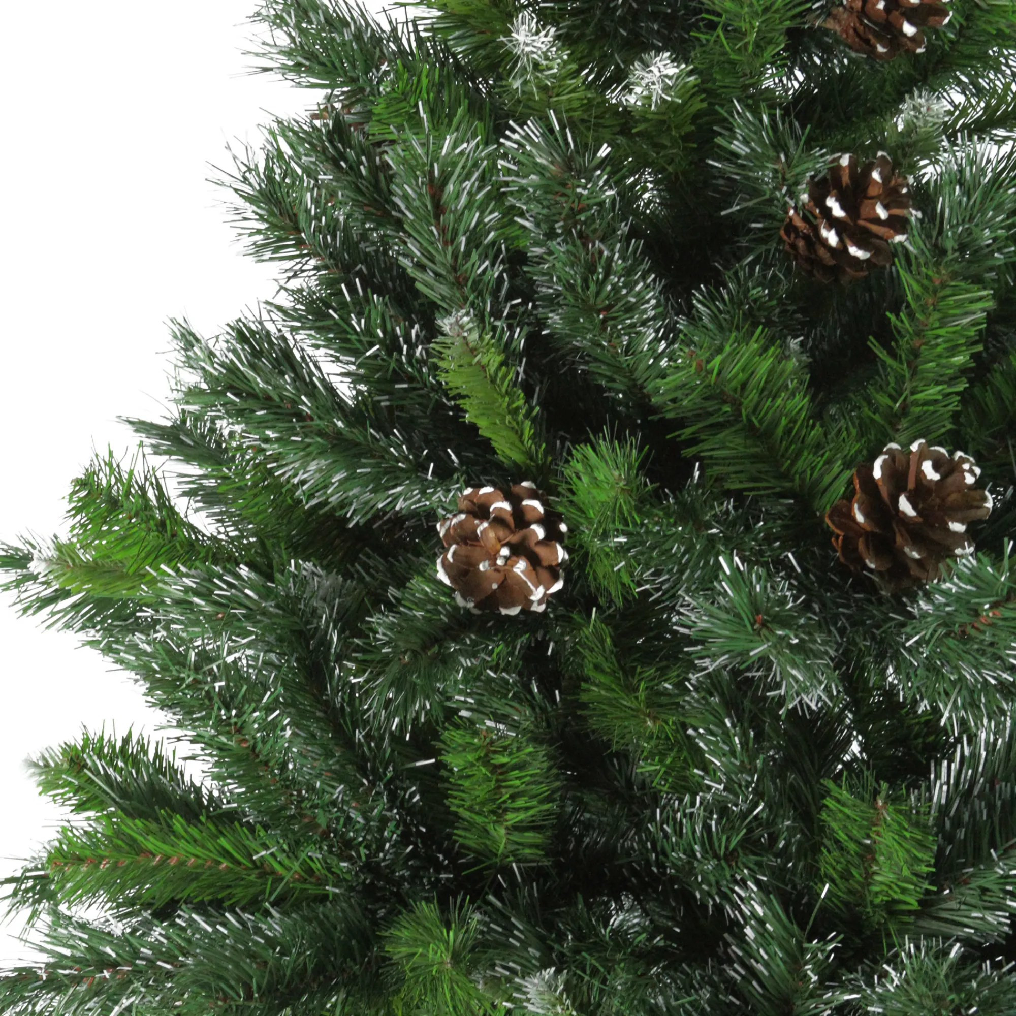 Northlight Unlit-6.5' Full Snowy Delta Pine With Pine Cones Artificial Christmas Tree, Unlit