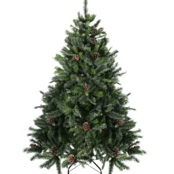 Northlight Unlit-7' Full Snowy Delta Pine With Cones Artificial Christmas Tree, Unlit