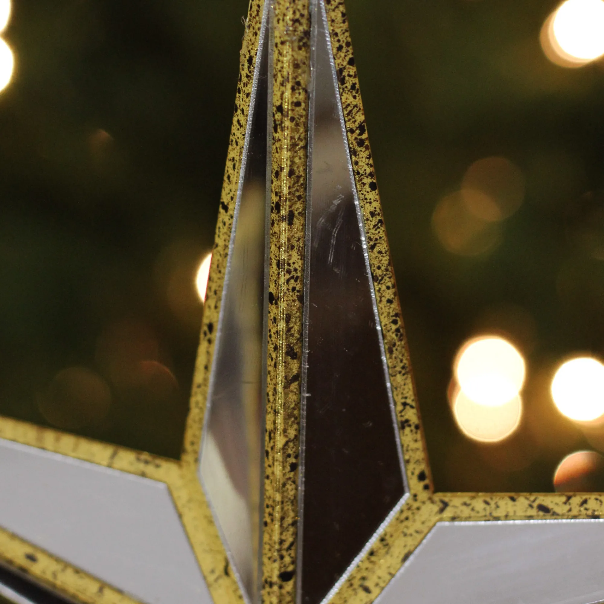 Roman Stars-14" Gilded White Christmas Gold Mirrored Star Tree Topper - Unlit