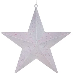 Vickerman Stars-6" Glitter Matte White And Pink Shatterproof Star Christmas Ornament