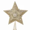 KSA Stars-13" Glittered And Jeweled Platinum Star Christmas Tree Topper - Unlit