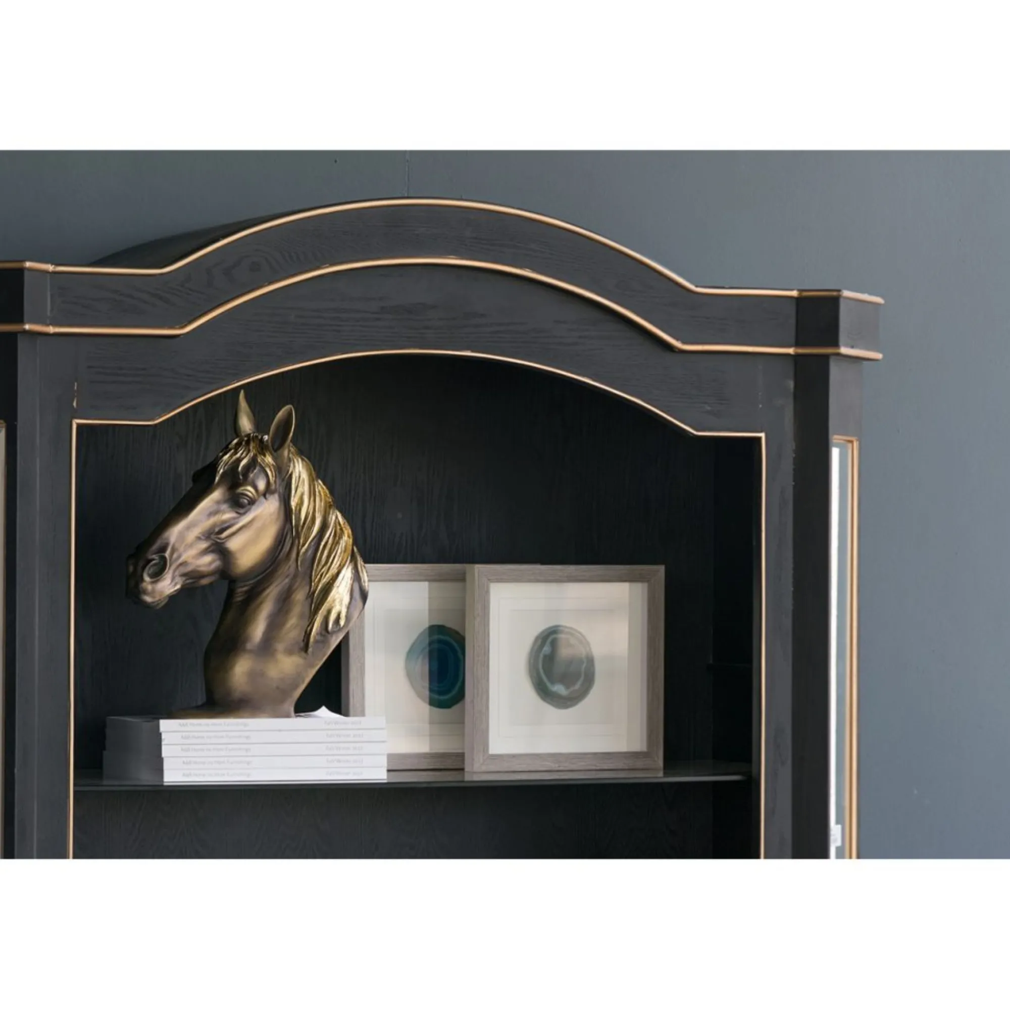 A&B Home Finials-14.75" Gold And Black Metallic Vintage Horse Figurine Statue